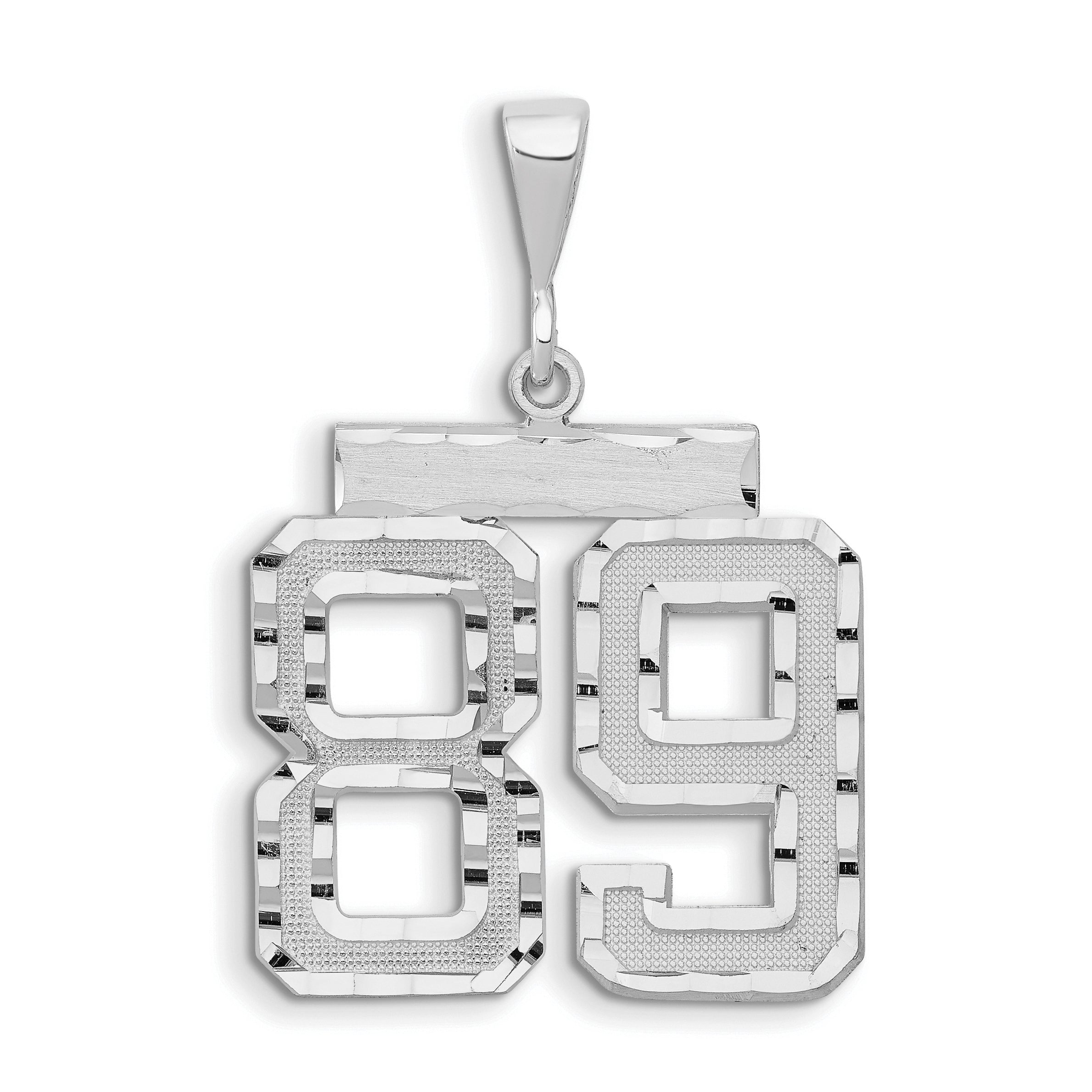14kw Large Brushed Diamond-cut Number 89 Charm Main image