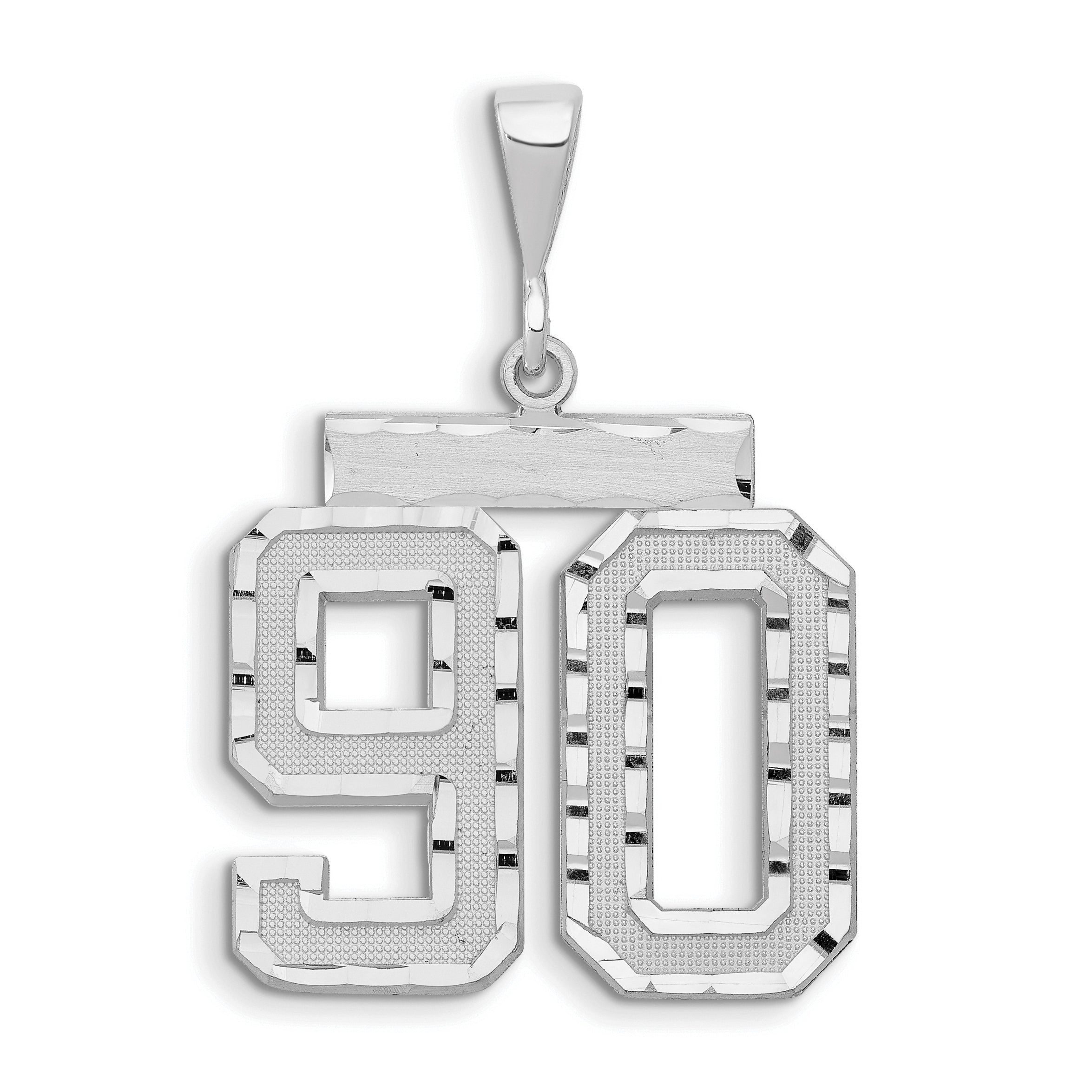 14kw Large Brushed Diamond-cut Number 90 Charm Main image