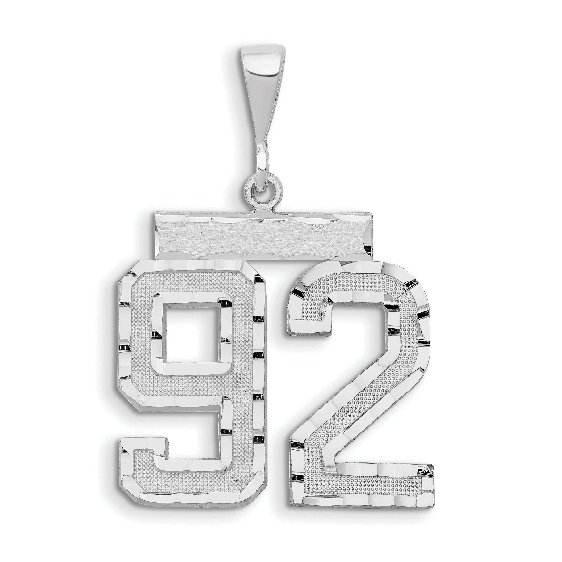 14kw Large Brushed Diamond-cut Number 92 Charm Main image