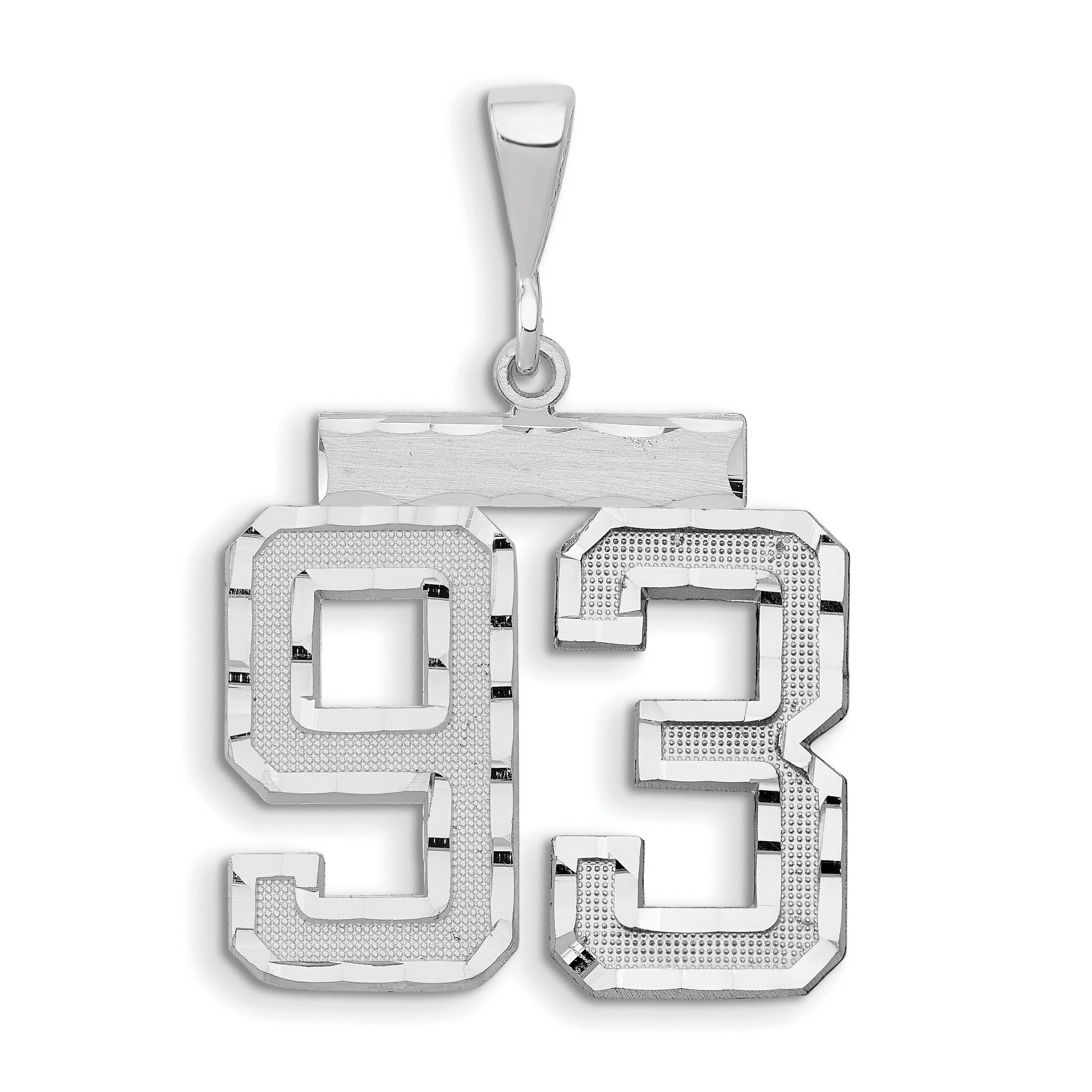 14kw Large Brushed Diamond-cut Number 93 Charm