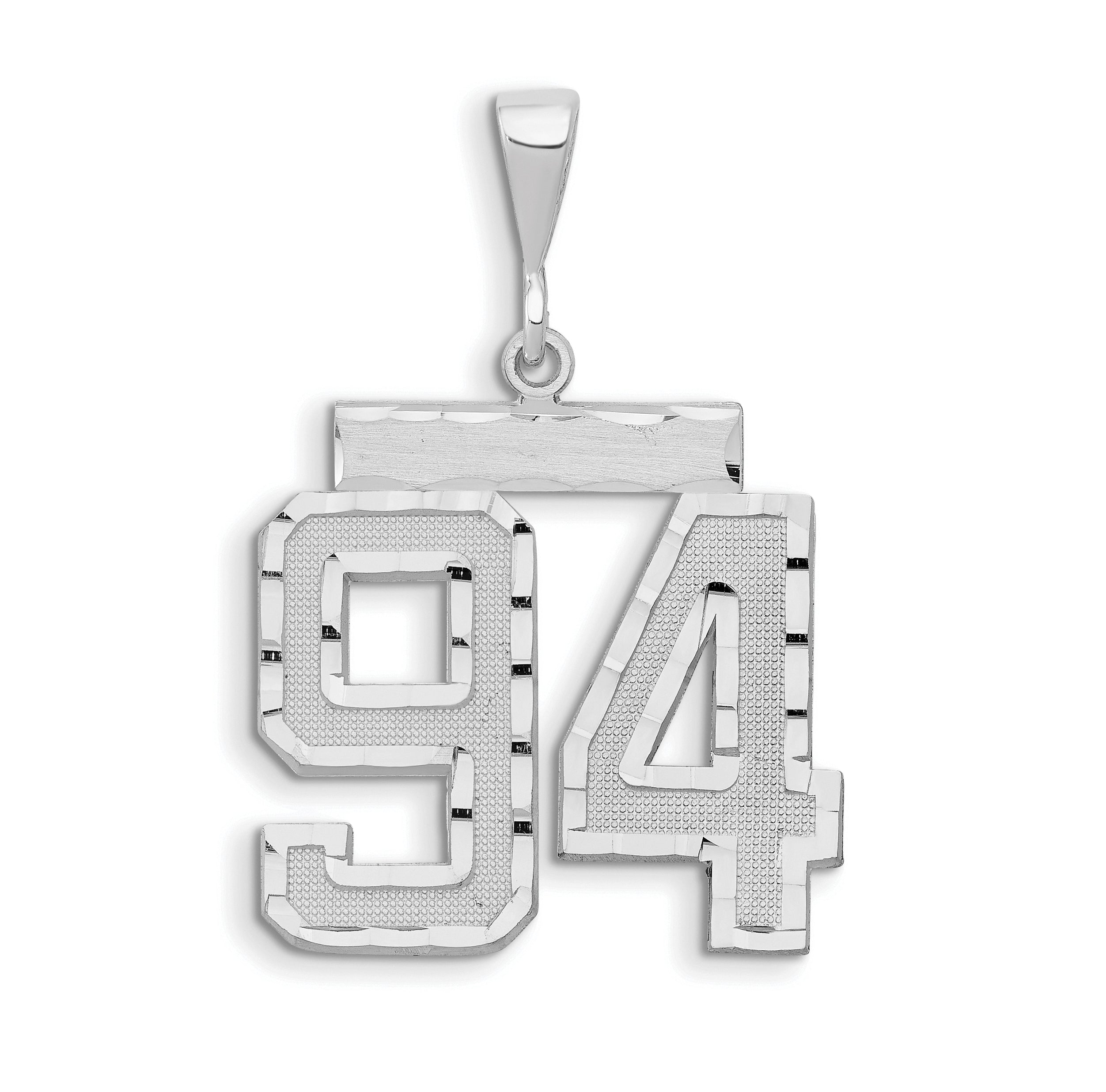14kw Large Brushed Diamond-cut Number 94 Charm Main image