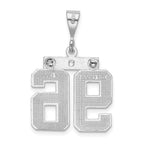 14K White Gold Large Diamond-cut Number 96 Charm