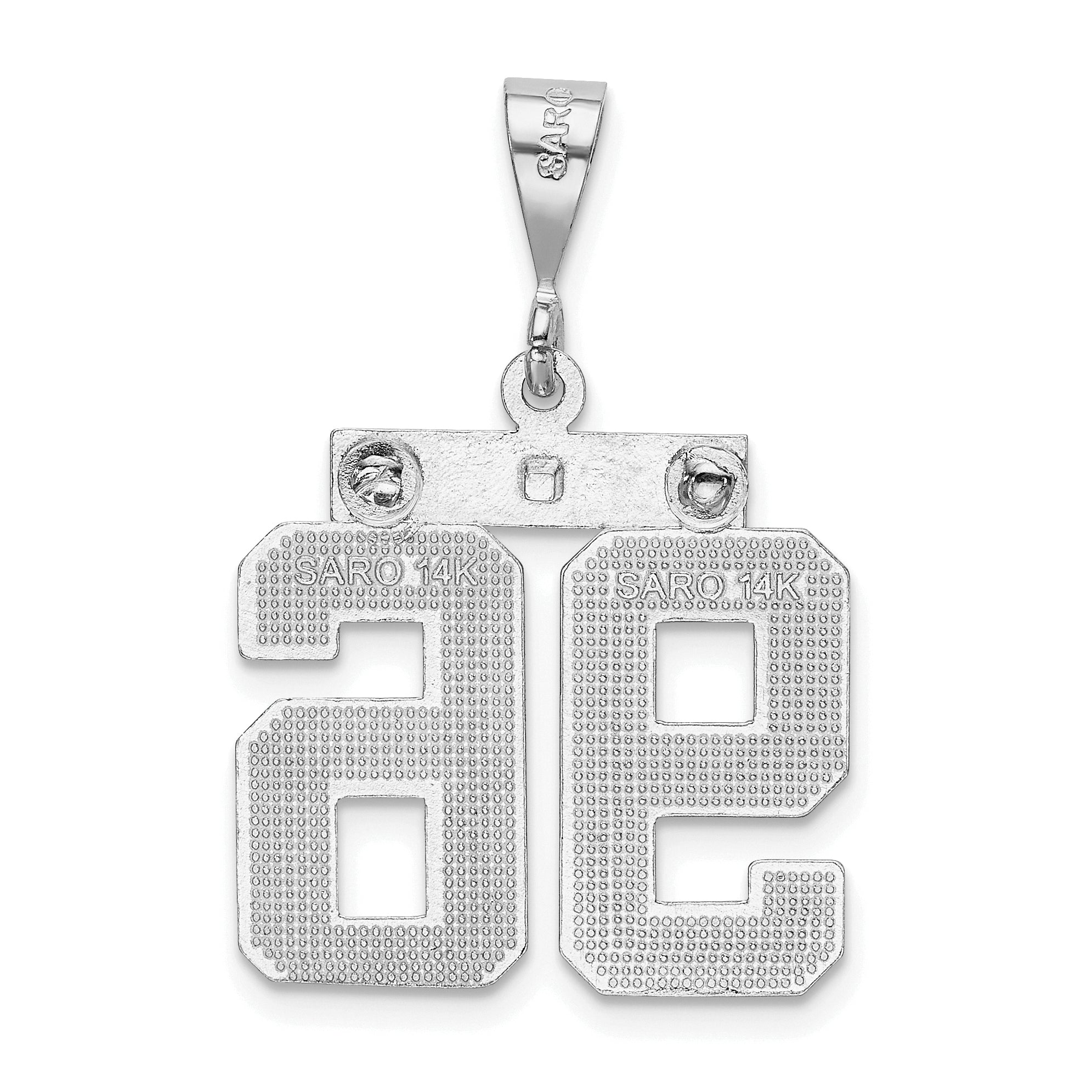 14K White Gold Large Diamond-cut Number 96 Charm
