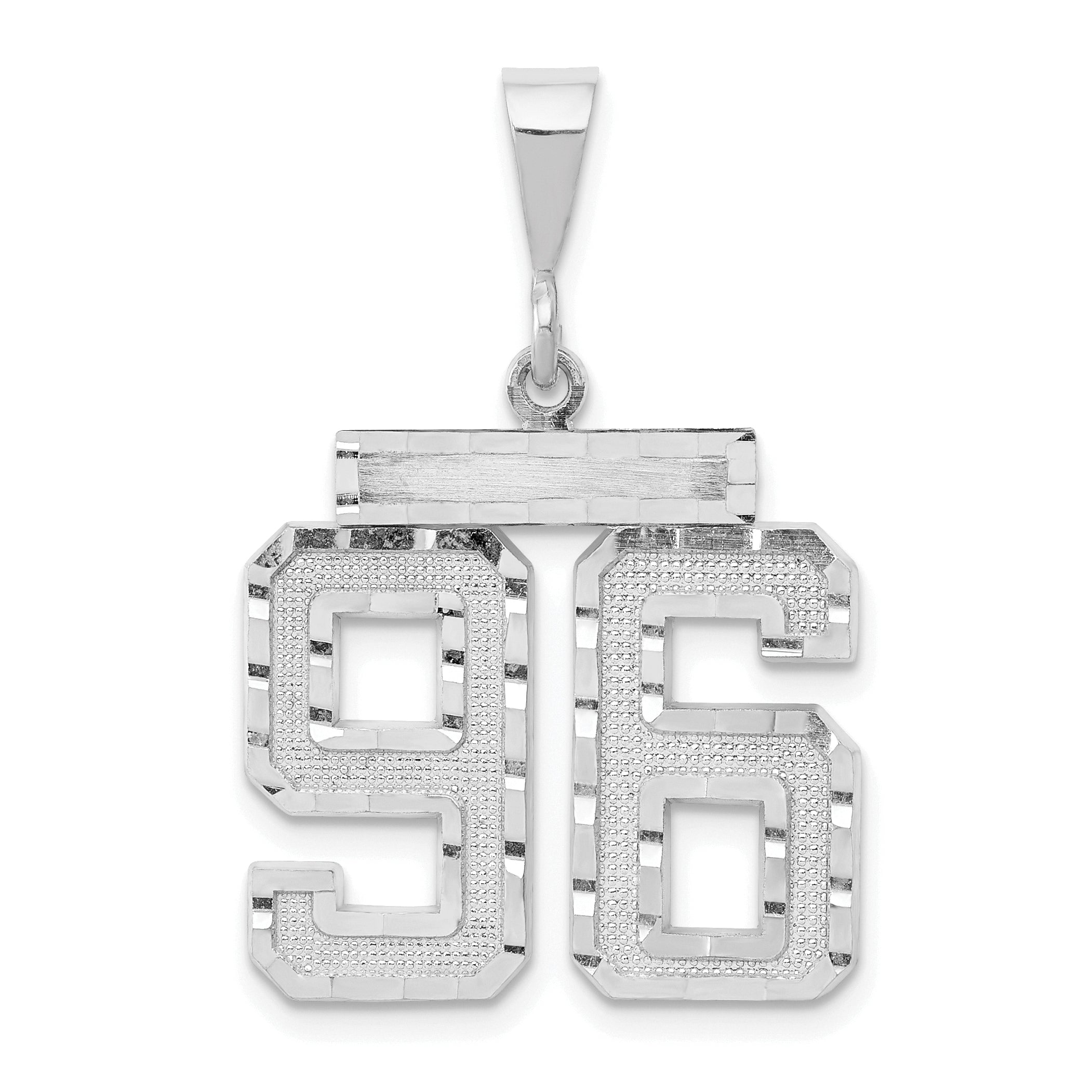 14kw Large Brushed Diamond-cut Number 96 Charm Main image