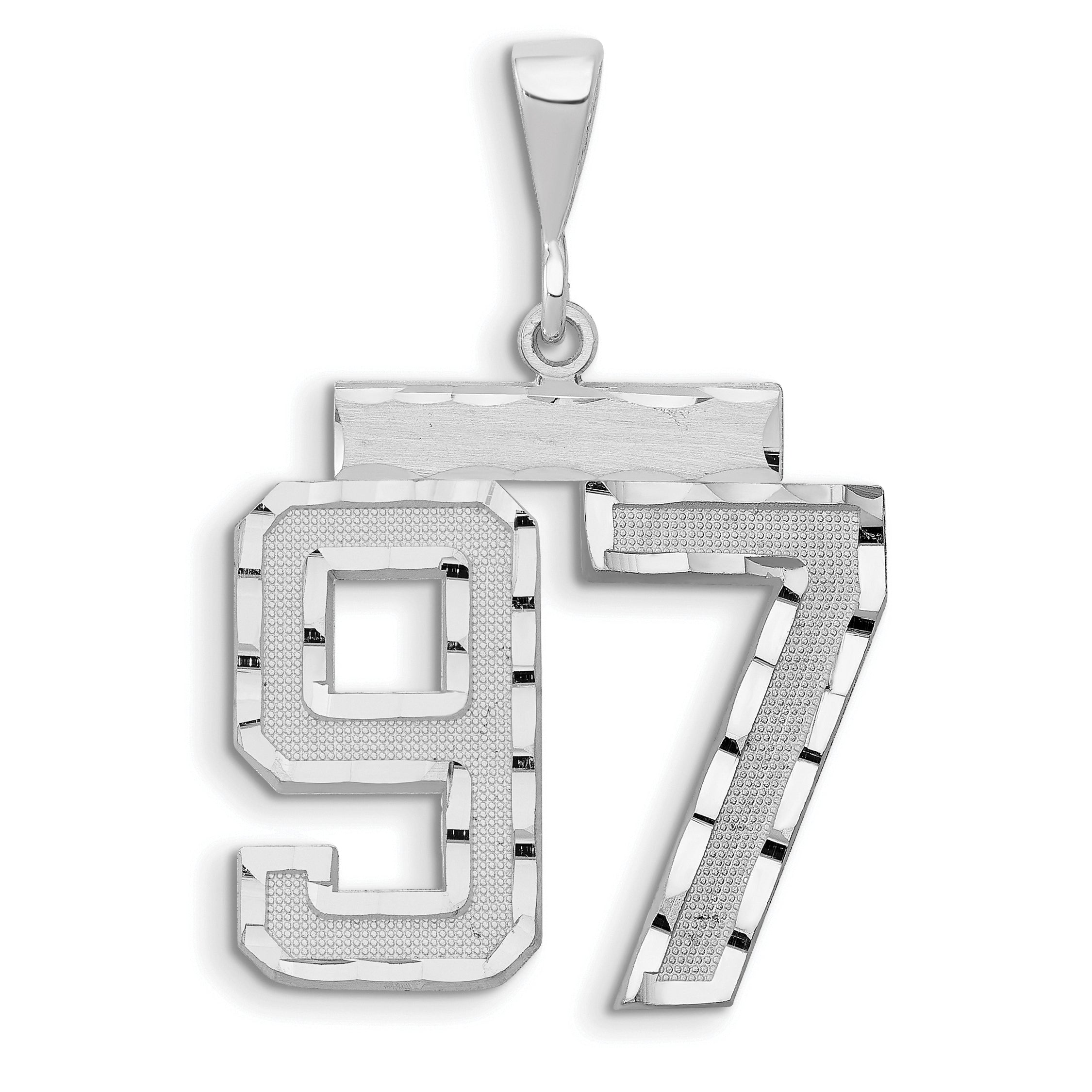 14kw Large Brushed Diamond-cut Number 97 Charm Main image