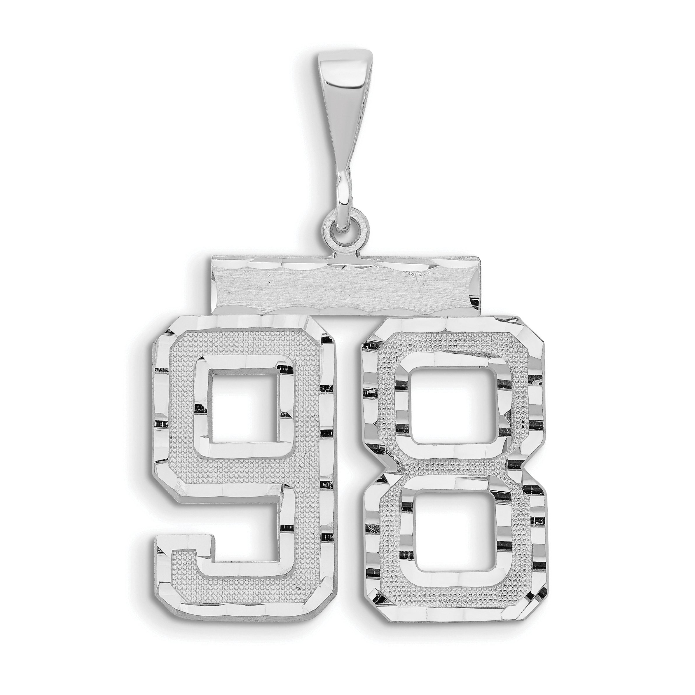 14kw Large Brushed Diamond-cut Number 98 Charm
