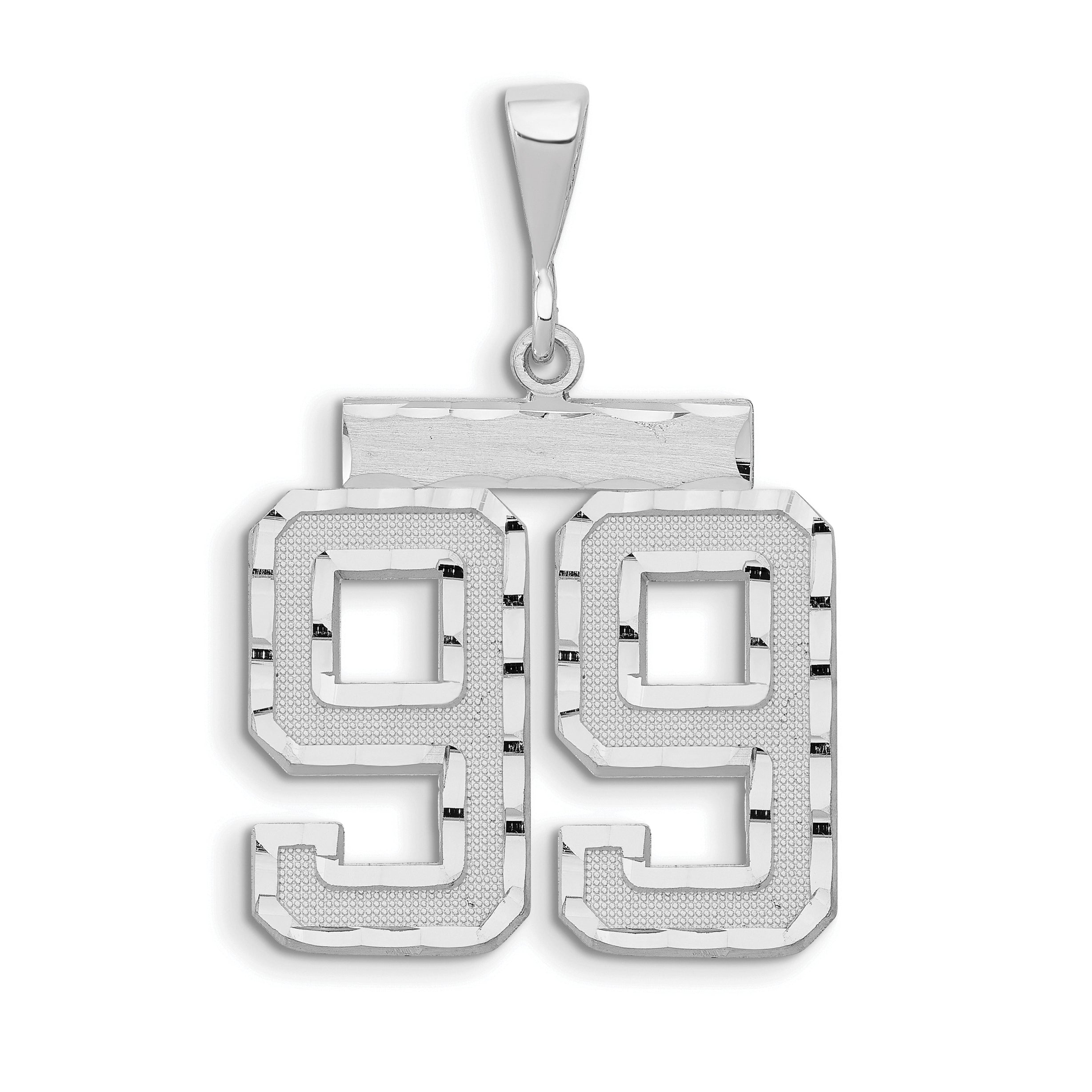 14kw Large Brushed Diamond-cut Number 99 Charm Main image