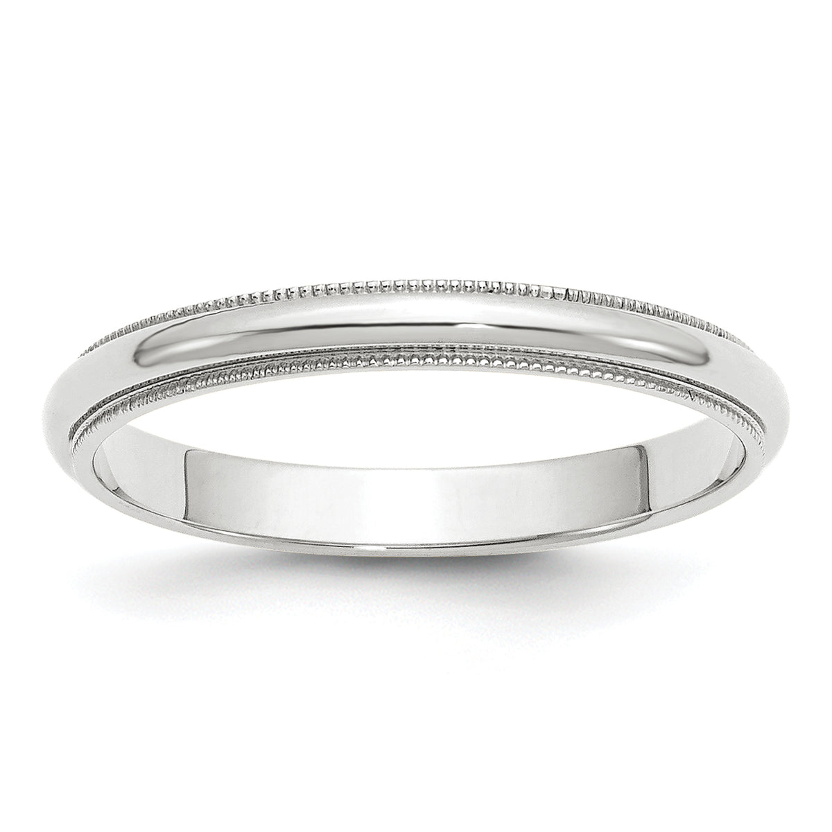 14k White Gold 3mm Milgrain Half Round Wedding Band Size 14