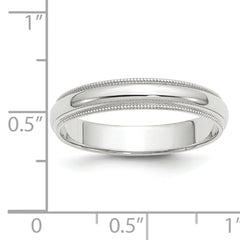 10k White Gold 4mm Milgrain Half Round Wedding Band Size 4