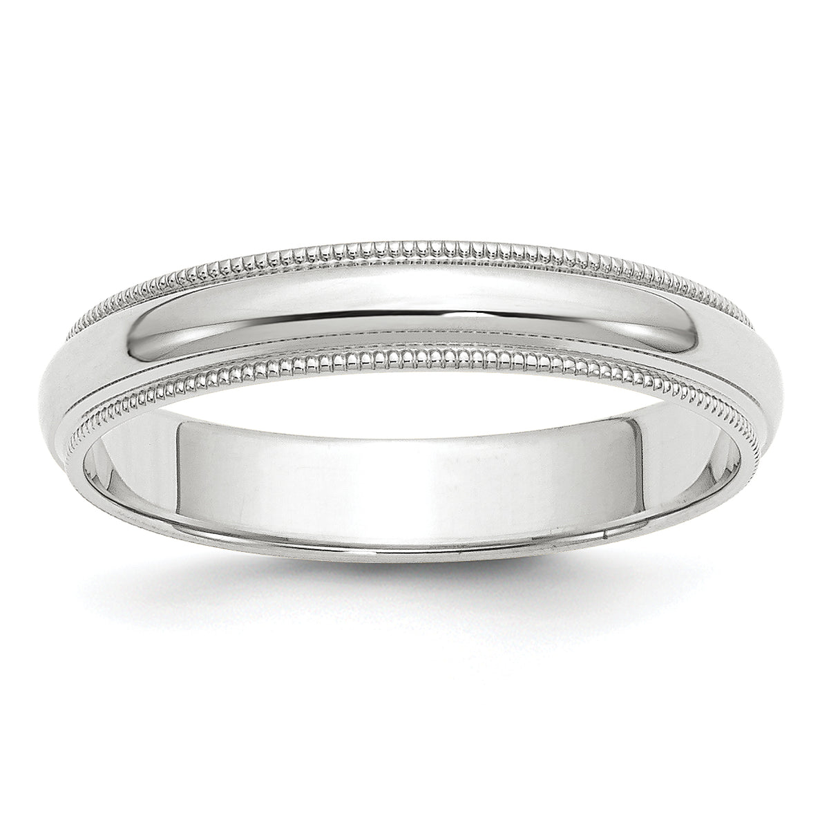 14k White Gold 4mm Milgrain Half Round Wedding Band Size 14
