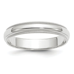 14k White Gold 4mm Milgrain Half Round Wedding Band Size 14
