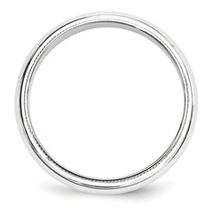 10k White Gold 5mm Milgrain Half Round Wedding Band Size 4