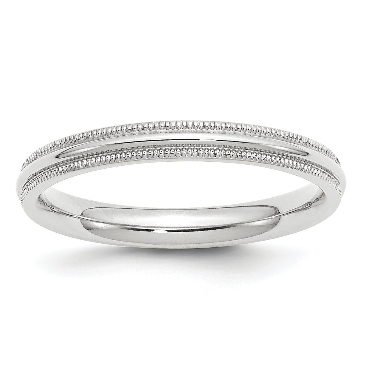 14k White Gold 3mm Milgrain Half Round Comfort Fit Wedding Band Size 14