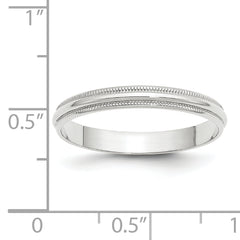 10k White Gold 3mm Lightweight Milgrain Half Round Wedding Band Size 4