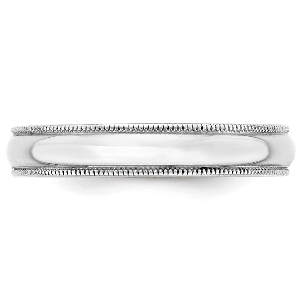 10k White Gold 4mm Lightweight Milgrain Half Round Wedding Band Size 4