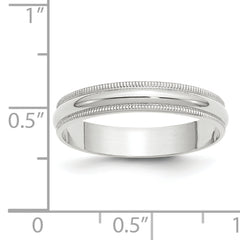 10k White Gold 4mm Lightweight Milgrain Half Round Wedding Band Size 4