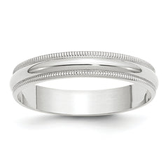 14k White Gold 4mm Lightweight Milgrain Half Round Wedding Band Size 14