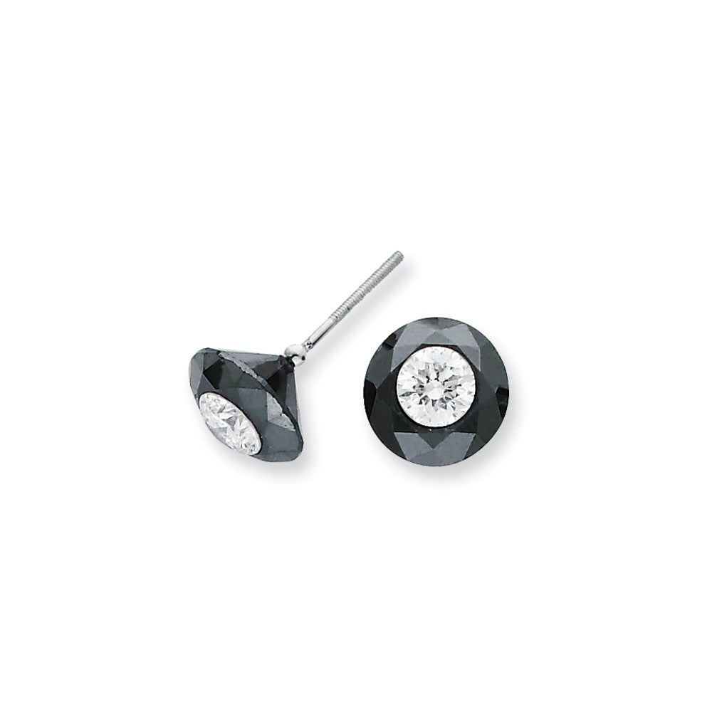 Black & White Diamonds Stud Earrings in 14K White Gold, 9.65mm (6.50 ct. tw.) - Sophia Jewelers