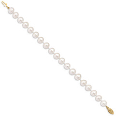 14k 9-10mm White Near Round Freshwater Cultured Pearl Bracelet