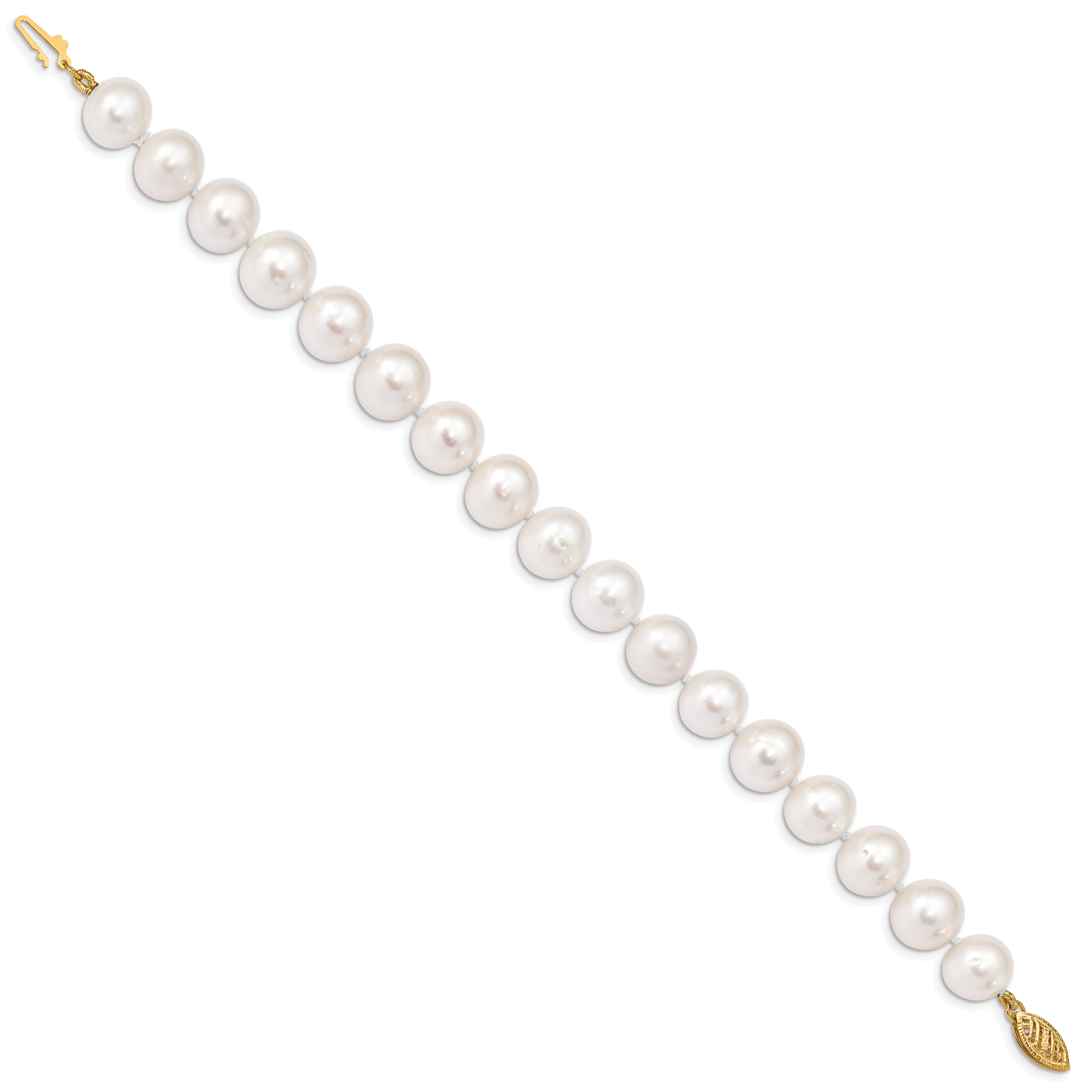 14k 10-11mm White Near Round Freshwater Cultured Pearl Bracelet Secondary image