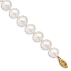 14k 10-11mm White Near Round Freshwater Cultured Pearl Bracelet