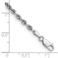 14K White Gold 7 Inch 3mm Diamond-cut Quadruple Rope Lobster Clasp Chain