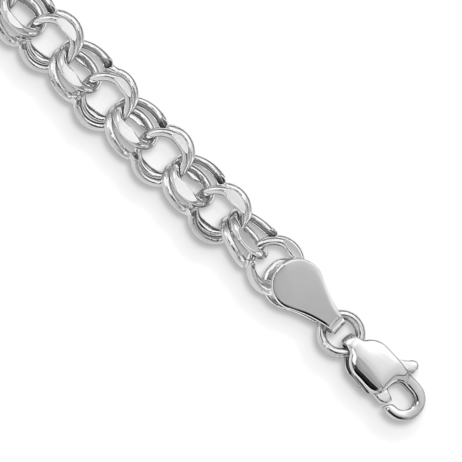 14k White Gold Lite 5mm Double Link Charm Bracelet Main image