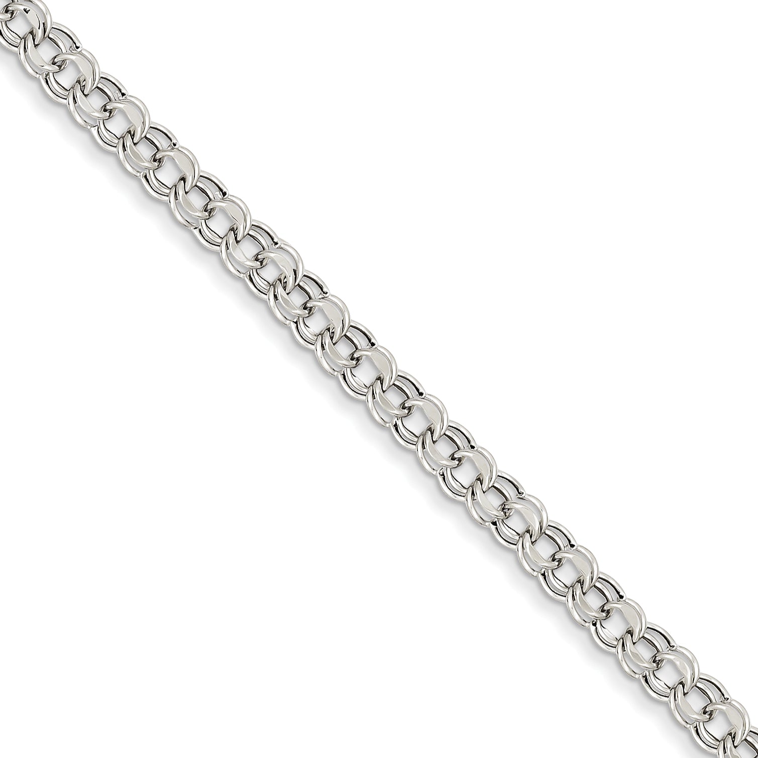 14k White Gold Lite 5mm Double Link Charm Bracelet Main image