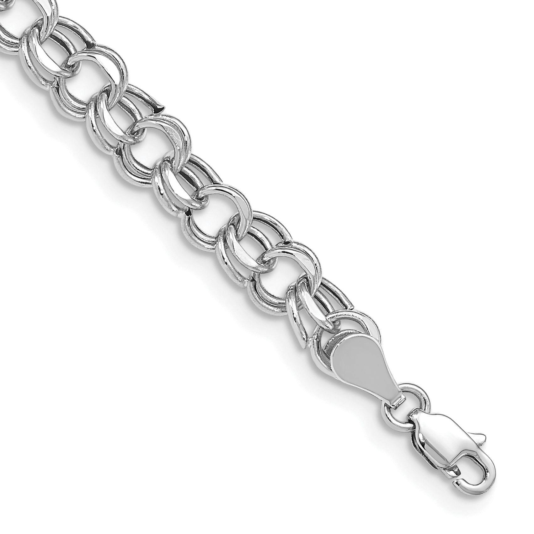 14k White Gold Lite 5.5mm Double Link Charm Bracelet Main image