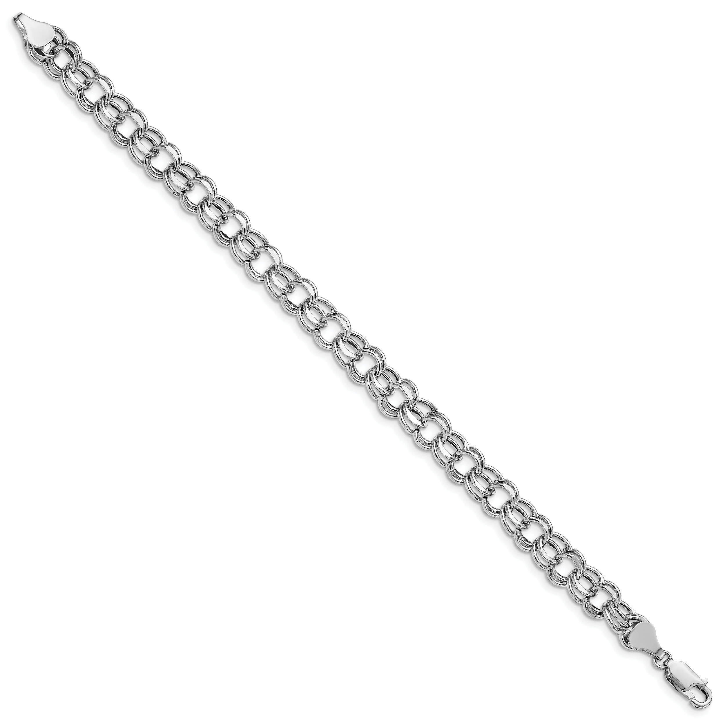 14k White Gold Lite 7.5mm Double Link Charm Bracelet Secondary image