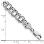 14k White Gold Lite 7.5mm Double Link Charm Bracelet