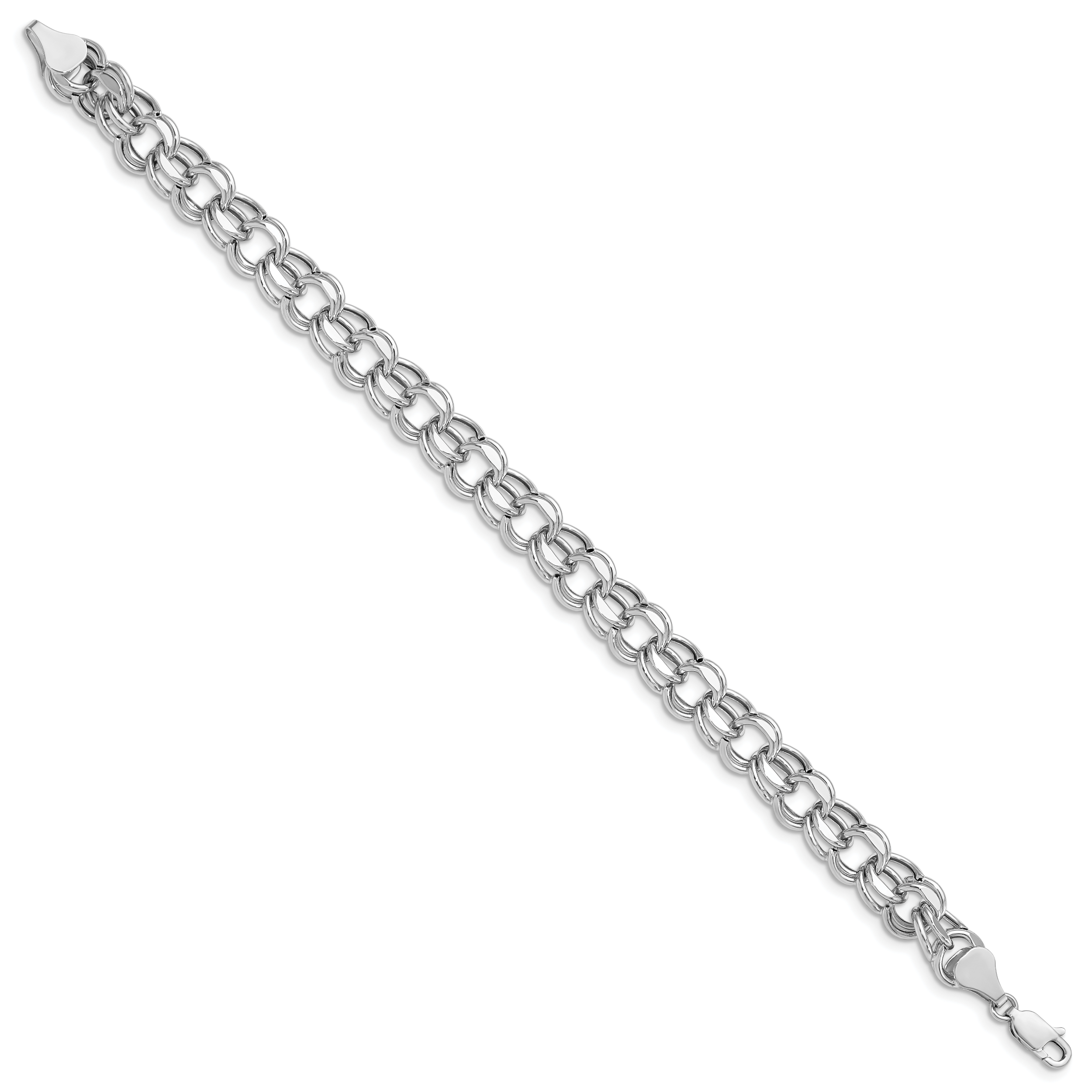 14k White Gold Lite 8mm Double Link Charm Bracele Secondary image