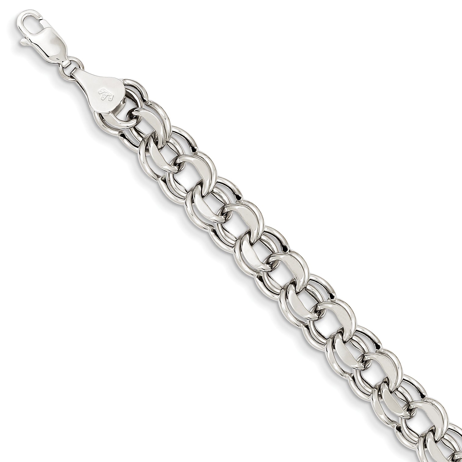 14k White Gold Lite 8mm Double Link Charm Bracelet Main image