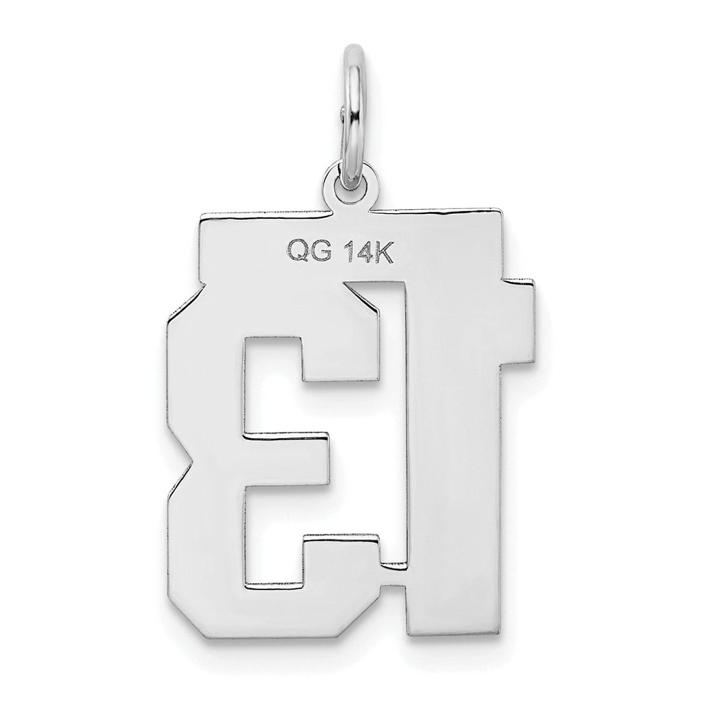 14K WG Medium Satin Number 13 Charm