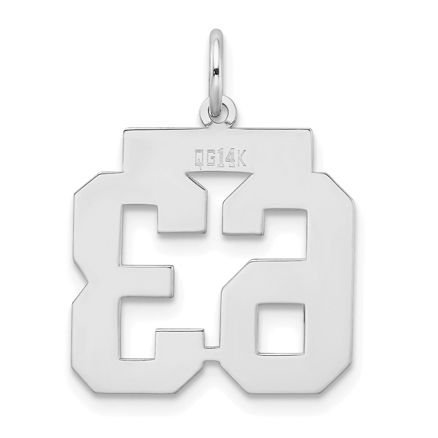 14K WG Medium Satin Number 63 Charm