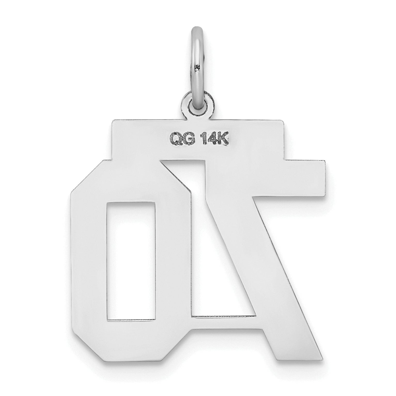 14K WG Medium Satin Number 70 Charm