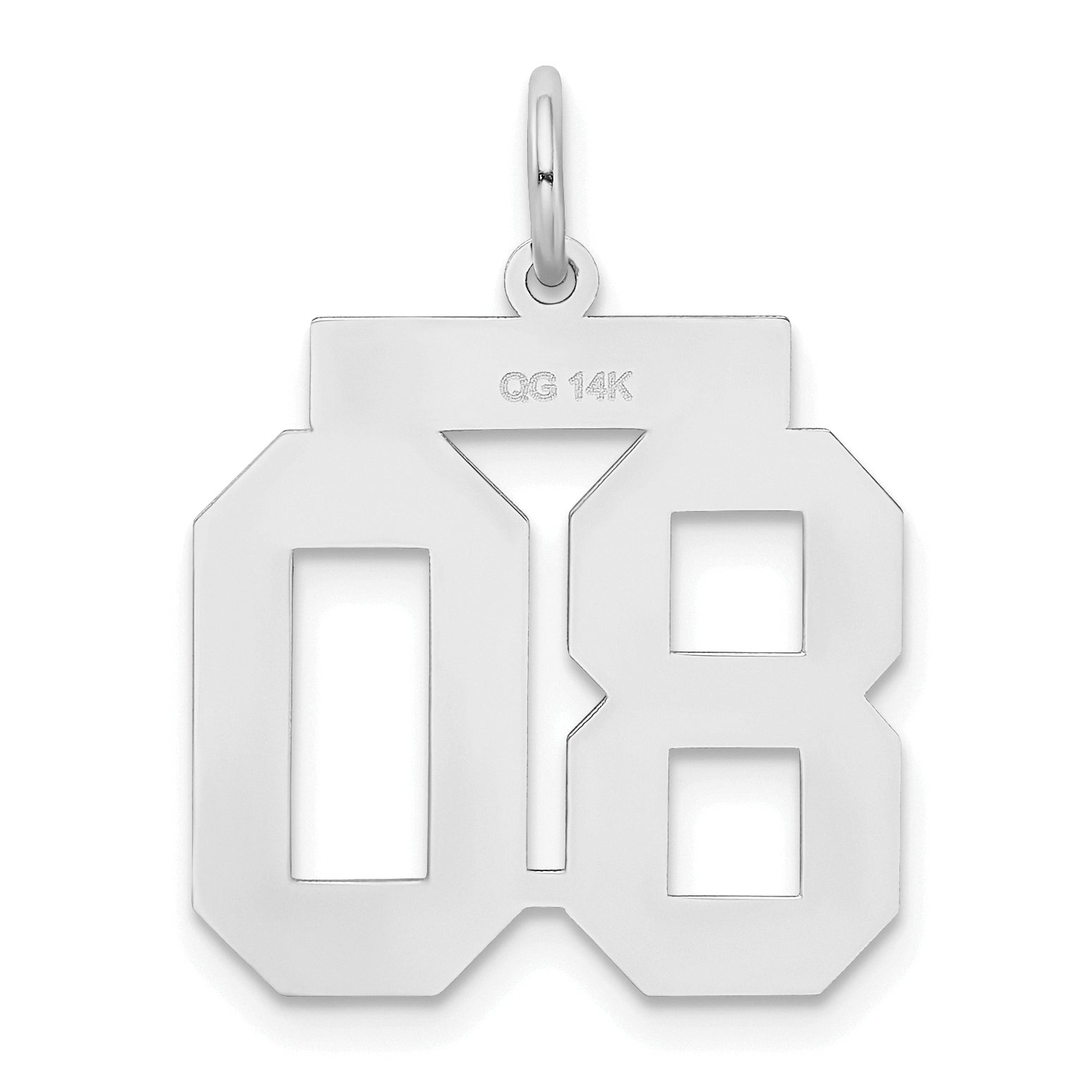 14K WG Medium Satin Number 80 Charm