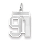 Medium Number 91 Charm in 14K White Gold, Satin - Sophia Jewelers
