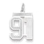 14K WG Medium Satin Number 91 Charm