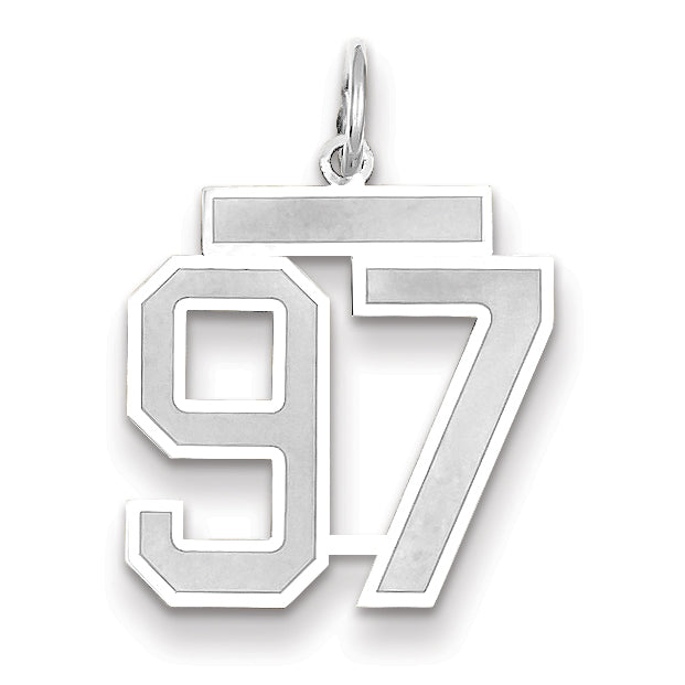 14K WG Medium Satin Number 97 Charm Main image