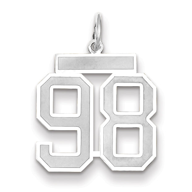 14K WG Medium Satin Number 98 Charm Main image