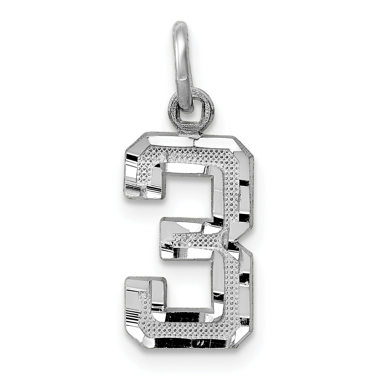 14Kw Casted Small Diamond Cut Number 3 Charm Main image