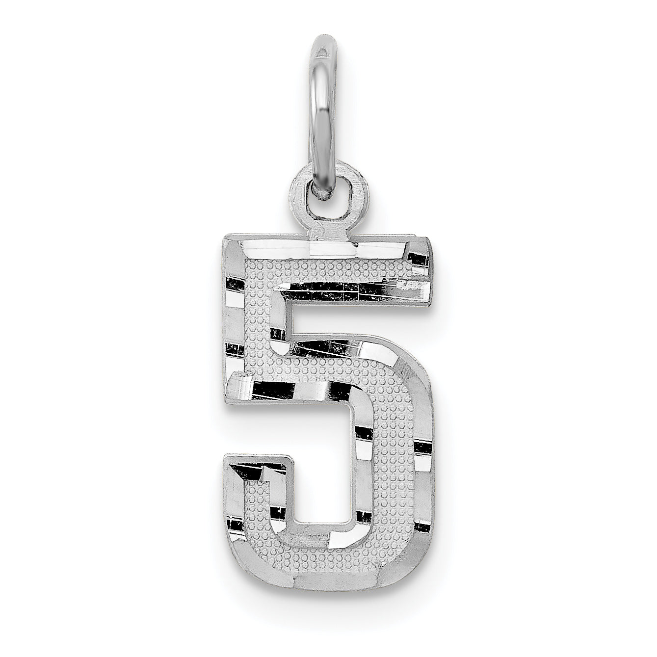 14Kw Casted Small Diamond Cut Number 5 Charm Main image