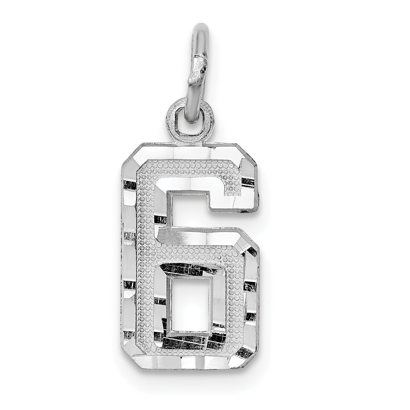 14Kw Casted Small Diamond Cut Number 6 Charm Main image