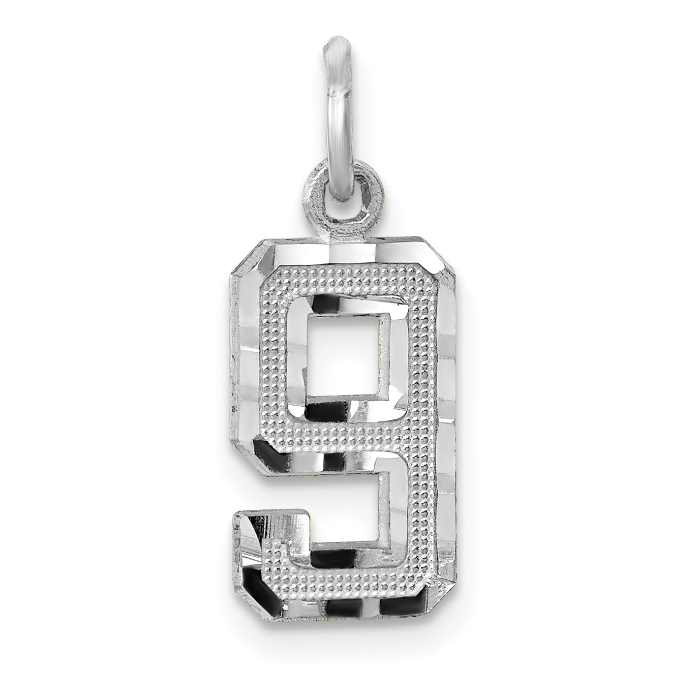 14Kw Casted Small Diamond Cut Number 9 Charm Main image