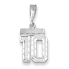 14K White Gold Small Diamond-cut Number 10 Charm