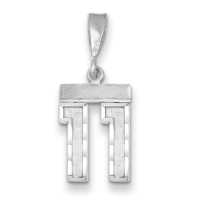 14K White Gold Small Diamond-cut Number 11 Charm Main image