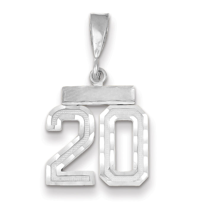 14K White Gold Small Diamond-cut Number 20 Charm Main image