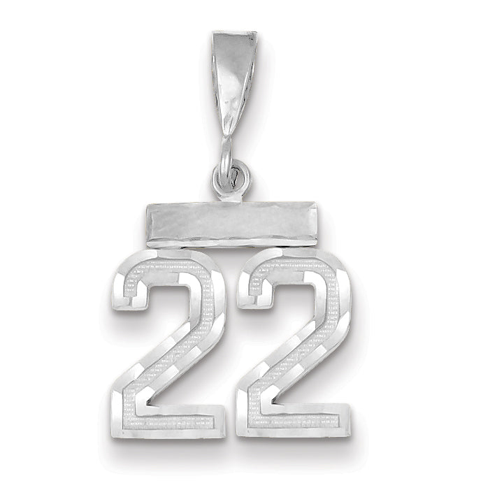 14K White Gold Small Diamond-cut Number 22 Charm Main image