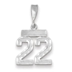 Number 22 Charm in 14K White Gold, Brushed & Diamond-Cut - Sophia Jewelers